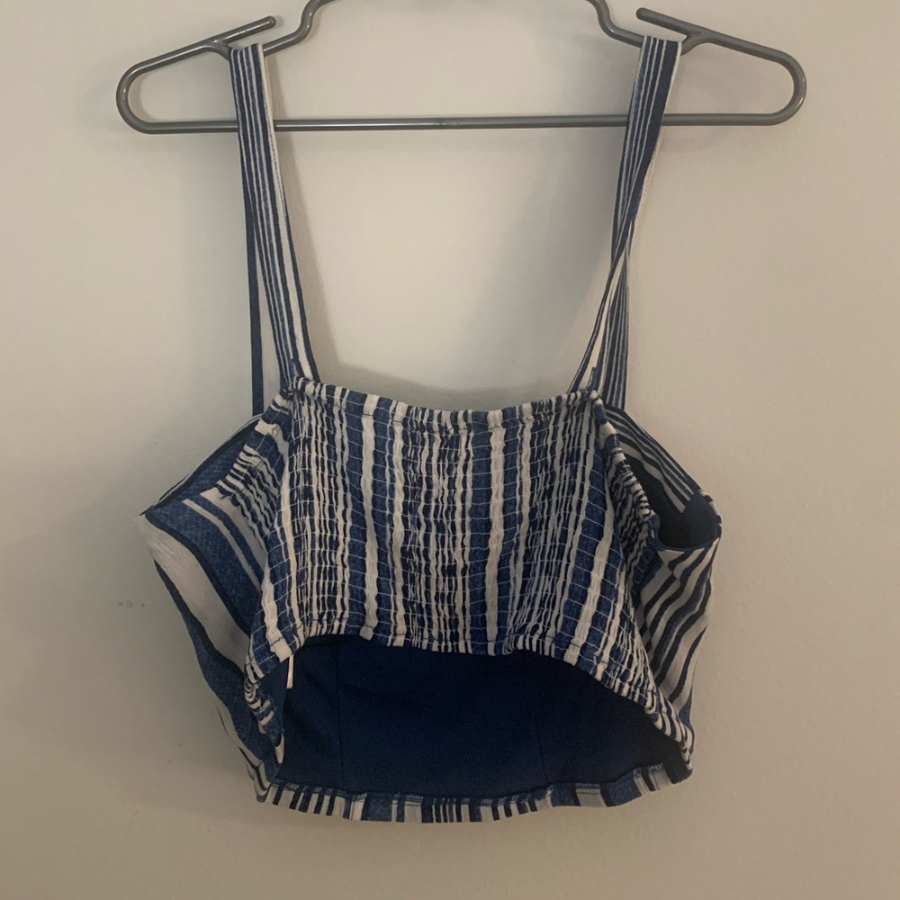 band of gypsies stripe crop top blue and white size large - Picture 8 of 10